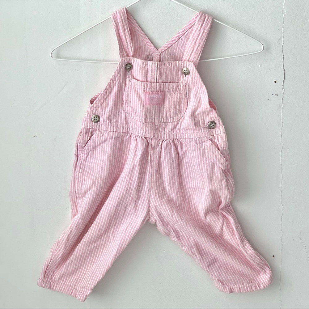 SOLD 80s pink pinstriped Oshkosh baby overalls - Picture 1 of 9